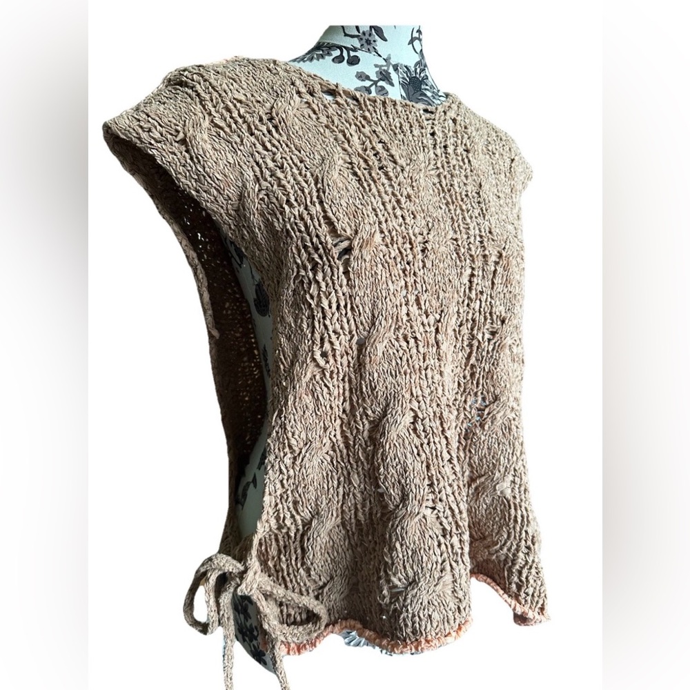Free People Knit Vest With Side Ties Praline Combo S NWT